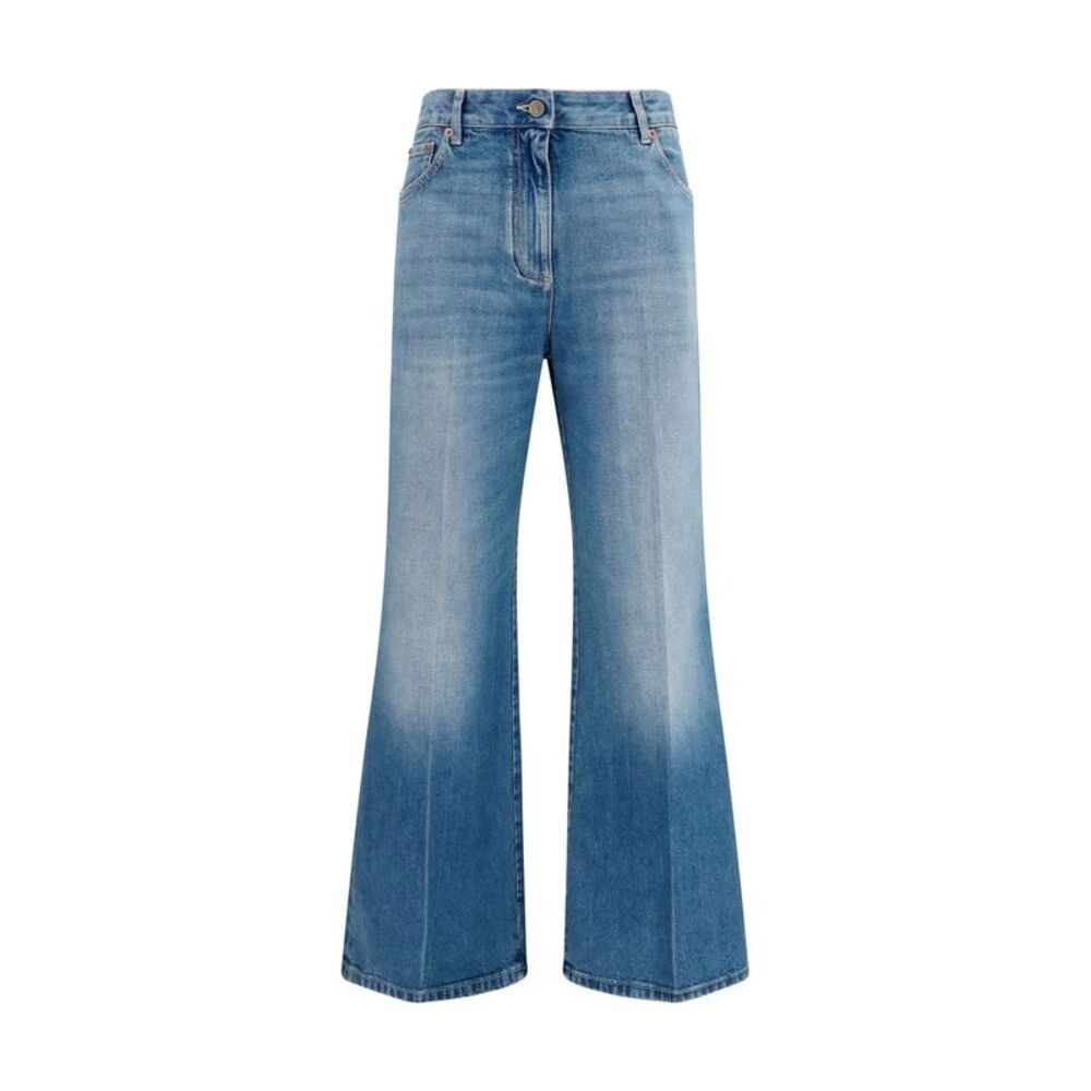 Valentino Garavani Blue Cotton Straight-Leg Women's Jeans